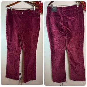 Jones NY Womens Soft Velvet Corduroy Skinny High Waist Pants Sz 16 Burgundy